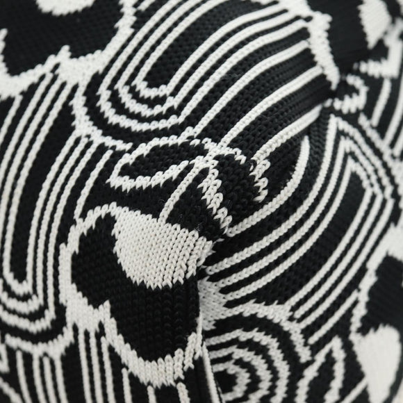 PRADA Shoney Jacquard Shoulder Bag Wool Black White Silver Auth am11907SAM