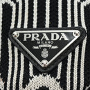 PRADA Shoney Jacquard Shoulder Bag Wool Black White Silver Auth am11907SAM-16