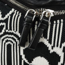 PRADA Shoney Jacquard Shoulder Bag Wool Black White Silver Auth am11907SAM-17