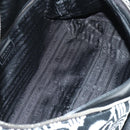 PRADA Shoney Jacquard Shoulder Bag Wool Black White Silver Auth am11907SAM-19