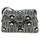 PRADA Shoney Jacquard Shoulder Bag Wool Black White Silver Auth am11907SAM-2