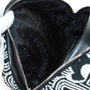 PRADA Shoney Jacquard Shoulder Bag Wool Black White Silver Auth am11907SAM-20