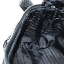 PRADA Shoney Jacquard Shoulder Bag Wool Black White Silver Auth am11907SAM-22
