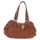 LOUIS VUITTON Mahina Runner PM Hand Bag Leather Brown M97052 LV Auth am11908V-1