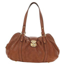 LOUIS VUITTON Mahina Runner PM Hand Bag Leather Brown M97052 LV Auth am11908V-13