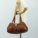 LOUIS VUITTON Mahina Runner PM Hand Bag Leather Brown M97052 LV Auth am11908V-28