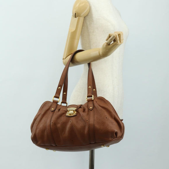 LOUIS VUITTON Mahina Runner PM Hand Bag Leather Brown M97052 LV Auth am11908V
