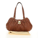 LOUIS VUITTON Mahina Runner PM Hand Bag Leather Brown M97052 LV Auth am11908V-12