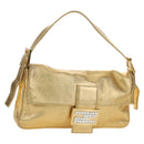 FENDI Mamma Baguette Shoulder Bag Leather Gold Auth am11909SM-1