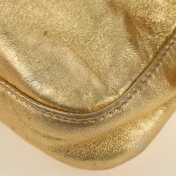 FENDI Mamma Baguette Shoulder Bag Leather Gold Auth am11909SM