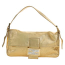 FENDI Mamma Baguette Shoulder Bag Leather Gold Auth am11909SM-13