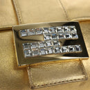FENDI Mamma Baguette Shoulder Bag Leather Gold Auth am11909SM-24