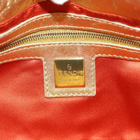 FENDI Mamma Baguette Shoulder Bag Leather Gold Auth am11909SM