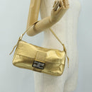FENDI Mamma Baguette Shoulder Bag Leather Gold Auth am11909SM-32