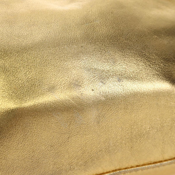 FENDI Mamma Baguette Shoulder Bag Leather Gold Auth am11909SM
