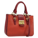 Miu Miu Ready Lock Hand Bag Leather 2way Orange Red Gold Auth am11916A-1