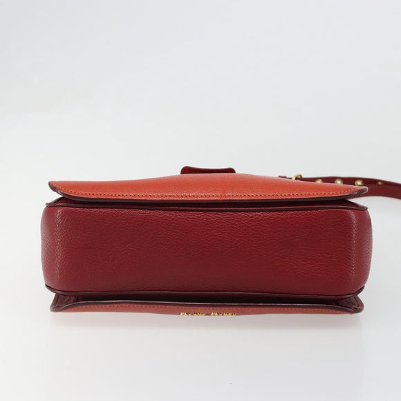 Miu Miu Ready Lock Hand Bag Leather 2way Orange Red Gold Auth am11916A