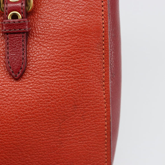 Miu Miu Ready Lock Hand Bag Leather 2way Orange Red Gold Auth am11916A