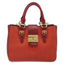 Miu Miu Ready Lock Hand Bag Leather 2way Orange Red Gold Auth am11916A-13