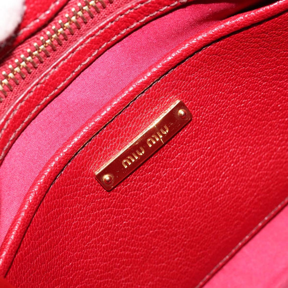 Miu Miu Ready Lock Hand Bag Leather 2way Orange Red Gold Auth am11916A