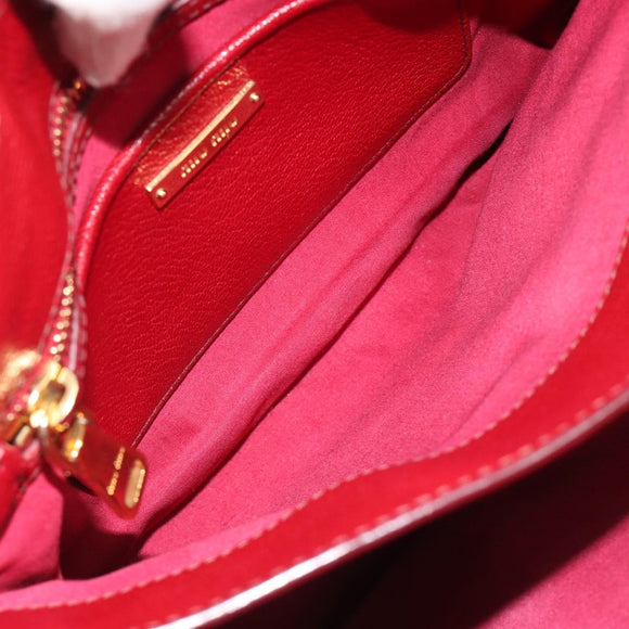 Miu Miu Ready Lock Hand Bag Leather 2way Orange Red Gold Auth am11916A