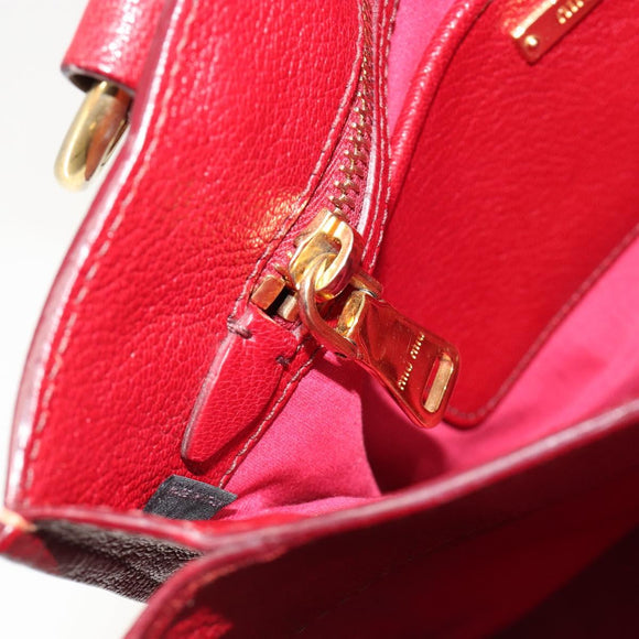 Miu Miu Ready Lock Hand Bag Leather 2way Orange Red Gold Auth am11916A