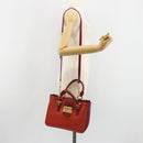 Miu Miu Ready Lock Hand Bag Leather 2way Orange Red Gold Auth am11916A-30