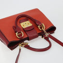 Miu Miu Ready Lock Hand Bag Leather 2way Orange Red Gold Auth am11916A-6