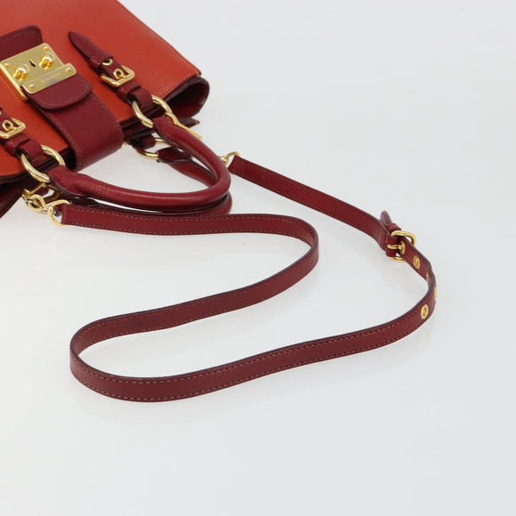 Miu Miu Ready Lock Hand Bag Leather 2way Orange Red Gold Auth am11916A