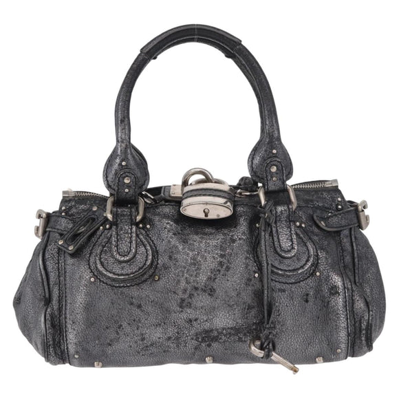 Chloe Paddington Hand Bag Leather Silver Auth am11917A