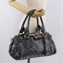 Chloe Paddington Hand Bag Leather Silver Auth am11917A-26