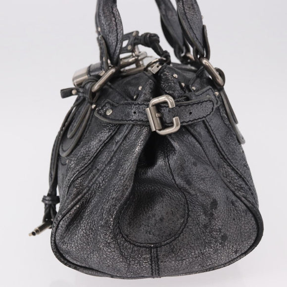 Chloe Paddington Hand Bag Leather Silver Auth am11917A
