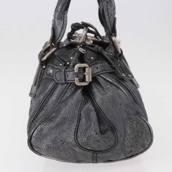 Chloe Paddington Hand Bag Leather Silver Auth am11917A
