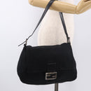 FENDI Mamma Baguette GM Shoulder Bag Cotton Jersey Black Silver Auth am11919-25