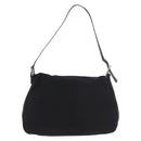 FENDI Mamma Baguette GM Shoulder Bag Cotton Jersey Black Silver Auth am11919-3