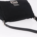 FENDI Mamma Baguette GM Shoulder Bag Cotton Jersey Black Silver Auth am11919-6