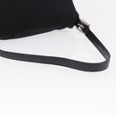 FENDI Mamma Baguette GM Shoulder Bag Cotton Jersey Black Silver Auth am11919-7
