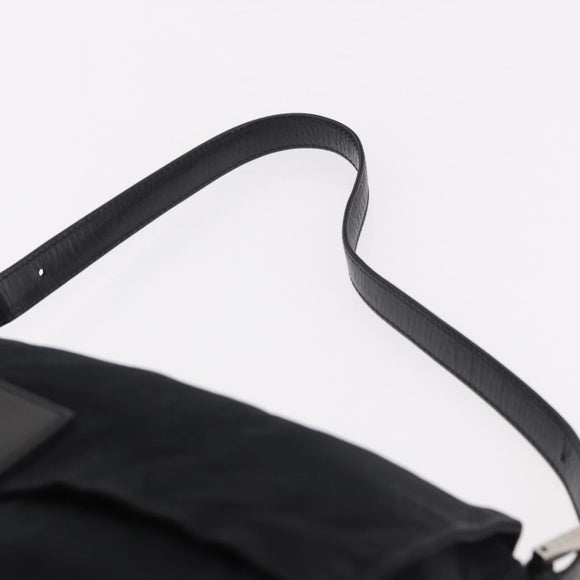 FENDI Mamma Baguette GM Shoulder Bag Cotton Jersey Black Silver Auth am11919
