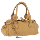 Chloe Paddington Hand Bag Leather Beige Gold Silver Auth am11920V-1
