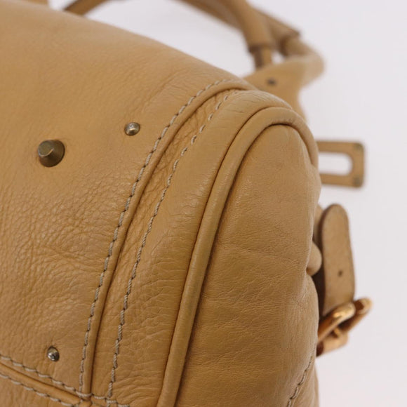 Chloe Paddington Hand Bag Leather Beige Gold Silver Auth am11920V