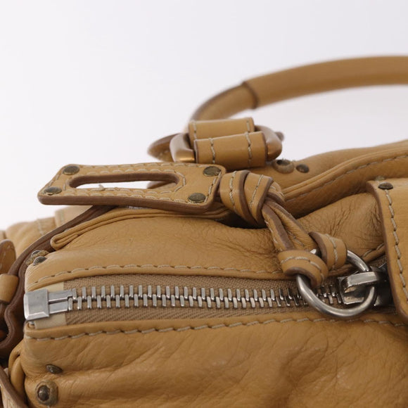 Chloe Paddington Hand Bag Leather Beige Gold Silver Auth am11920V
