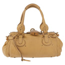 Chloe Paddington Hand Bag Leather Beige Gold Silver Auth am11920V-13