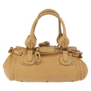 Chloe Paddington Hand Bag Leather Beige Gold Silver Auth am11920V-2