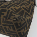 FENDI Zucca Canvas Mamma Baguette Shoulder Bag Black Brown Auth am11921A-9