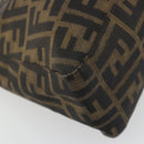 FENDI Zucca Canvas Mamma Baguette Shoulder Bag Black Brown Auth am11921A-14