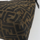 FENDI Zucca Canvas Mamma Baguette Shoulder Bag Black Brown Auth am11921A-15