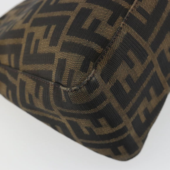 FENDI Zucca Canvas Mamma Baguette Shoulder Bag Black Brown Auth am11921A