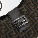 FENDI Zucca Canvas Mamma Baguette Shoulder Bag Black Brown Auth am11921A-18
