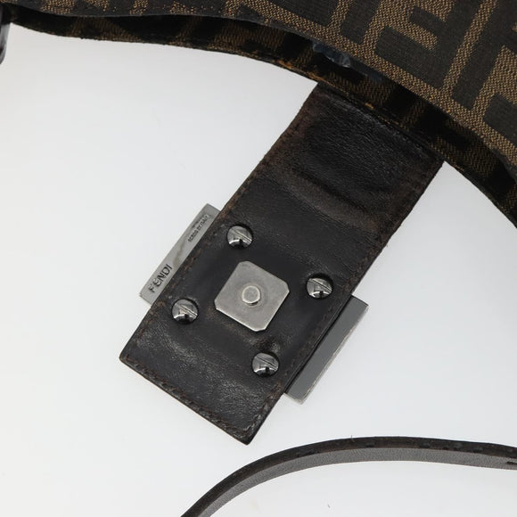 FENDI Zucca Canvas Mamma Baguette Shoulder Bag Black Brown Auth am11921A