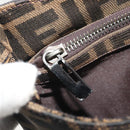 FENDI Zucca Canvas Mamma Baguette Shoulder Bag Black Brown Auth am11921A-22